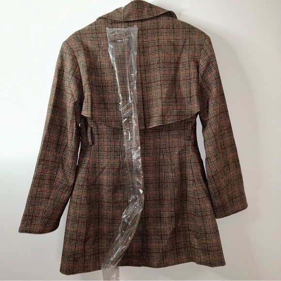 Divine Heritage Plaid Belted Trench Coat Small NEW - Picture 3 of 6